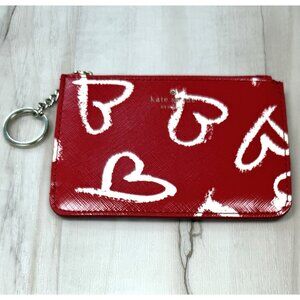 KATE SPADE New York Red White Laurel Way Lipstick Hearts Bitsy CARD CASE KEYRING